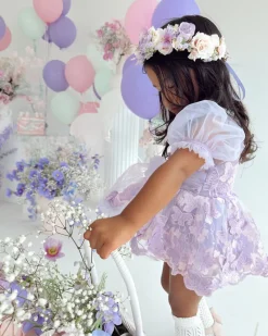 Butterfly Kisses Lilac Pink Rose Baby Girl Romper