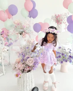 Butterfly Kisses Lilac Pink Rose Baby Girl Romper