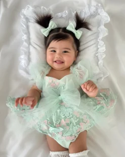 Butterfly Kisses Peppermint Pink Baby Girl Romper
