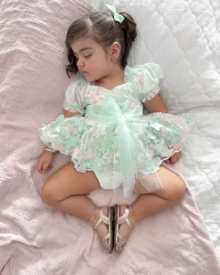 Butterfly Kisses Peppermint Pink Baby Girl Romper