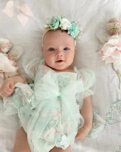 Butterfly Kisses Peppermint Pink Baby Girl Romper