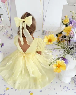 Canary Lemon Organza Girls Hair Bow