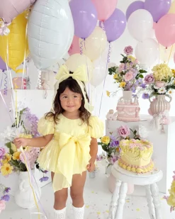 Canary Lemon Organza Girls Hair Bow