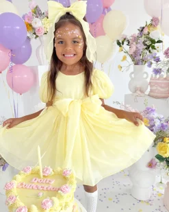 Canary Lemon Organza Girls Hair Bow