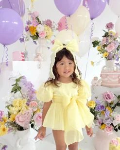 Canary Lemon Organza Girls Hair Bow
