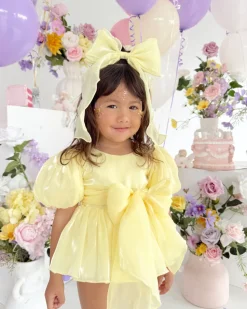 Canary Lemon Organza Girls Hair Bow