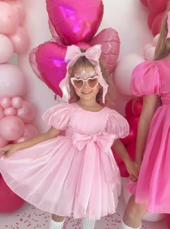 Candy Pink Organza Girls Hair Bow