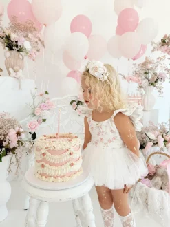 Cottage Fairy White Baby Girl Floral Romper