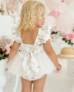 Cottage Fairy White Baby Girl Floral Romper