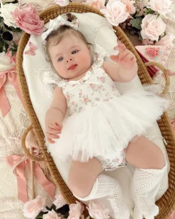 Cottage Fairy White Baby Girl Floral Romper