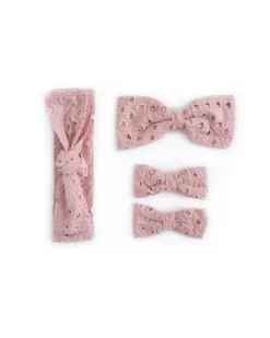 Dusty Rose Broderie Anglaise Baby Girl Hair Accessories