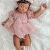 Dusty Rose Flower Fairy Baby Girl Romper