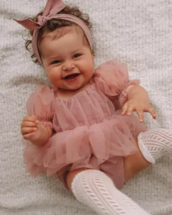 Dusty Rose Flower Fairy Baby Girl Romper