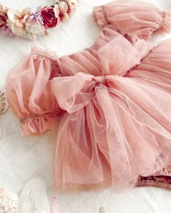 Dusty Rose Flower Fairy Baby Girl Romper