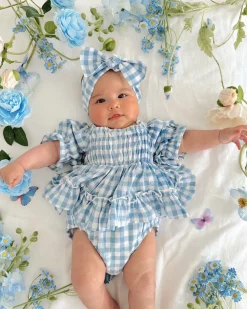 Ella Blue Gingham Baby Girl Hair Accessories
