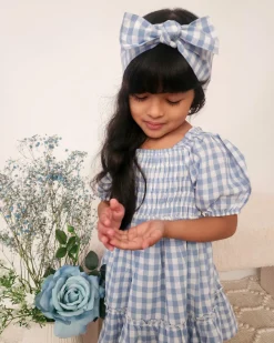 Ella Blue Gingham Baby Girl Hair Accessories