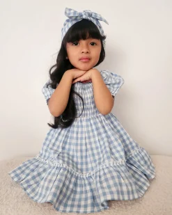 Ella Blue Gingham Baby Girl Hair Accessories