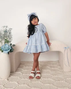 Ella Blue Gingham Girls Dress
