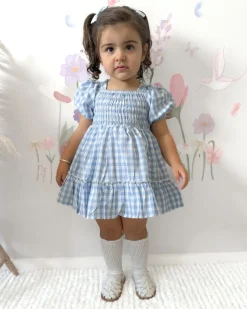 Ella Blue Gingham Girls Dress