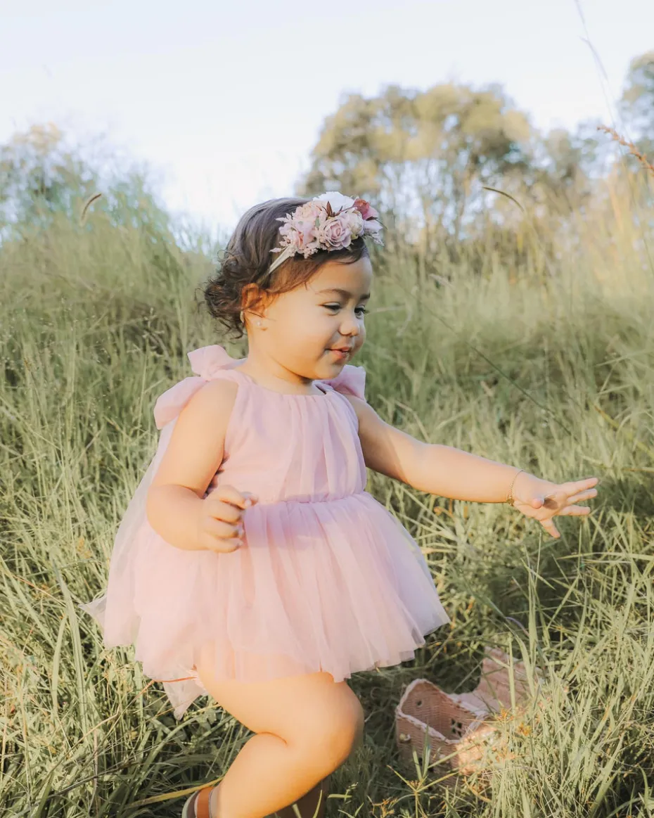 English Rose Dusty Rose Baby Girl Romper