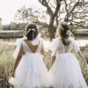 English Rose Girls White Flower Girl Dress