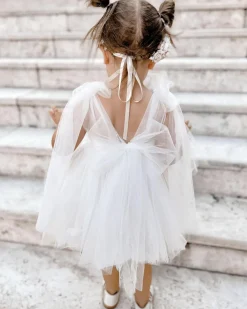 English Rose Girls White Flower Girl Dress