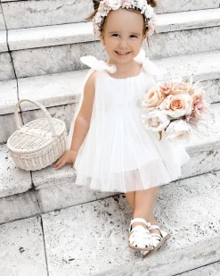 English Rose Girls White Flower Girl Dress