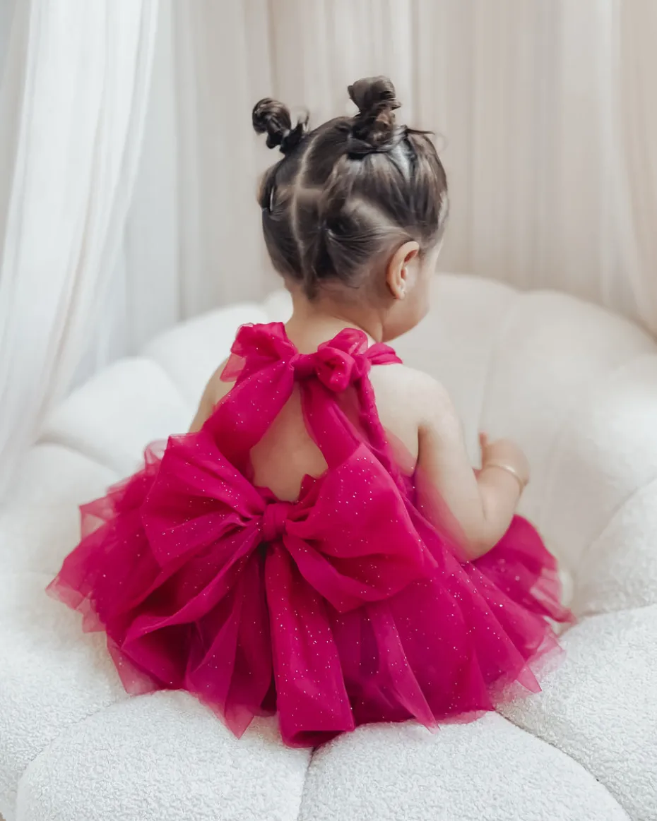 English Rose Romper Ruby Red Sparkle Baby Girl Romper