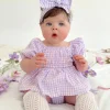 Evie Lou Baby Girl Purple Gingham Romper