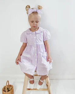 Evie Lou Purple Gingham Girls Dress