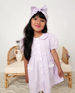 Evie Lou Purple Gingham Girls Dress