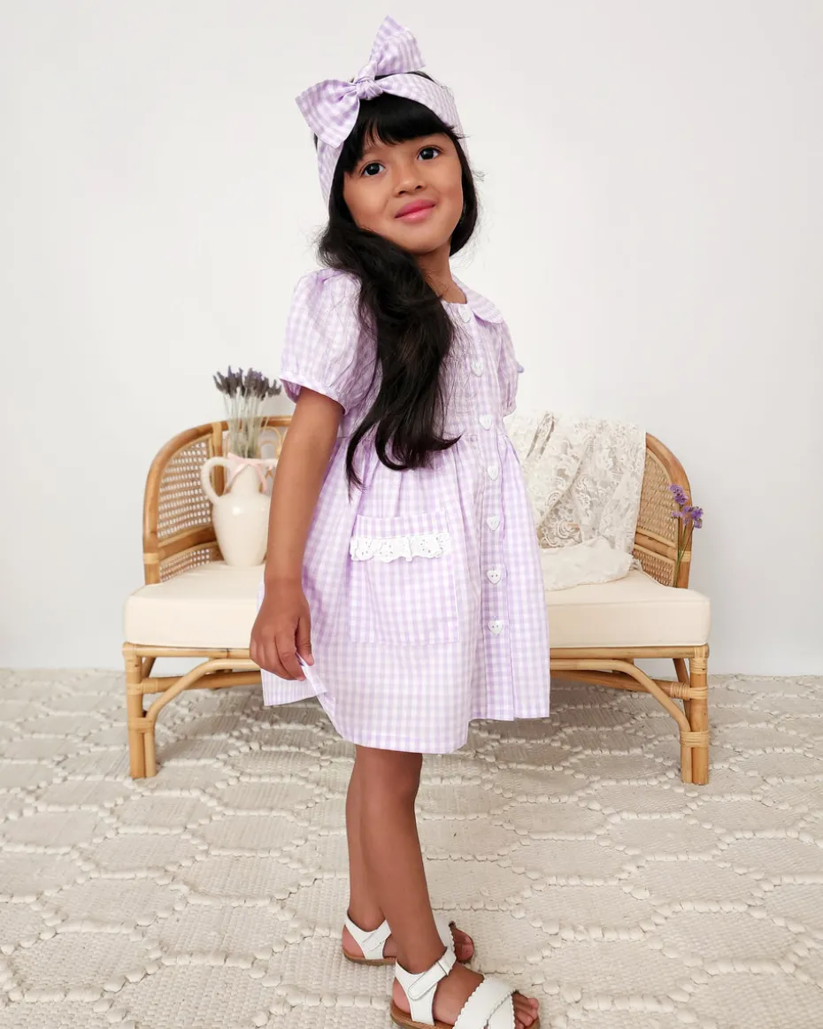 Evie Lou Purple Gingham Girls Dress