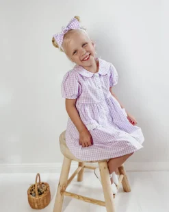 Evie Lou Purple Gingham Girls Dress