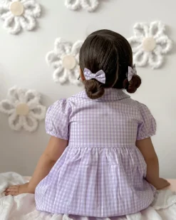 Evie Lou Purple Gingham Girls Dress