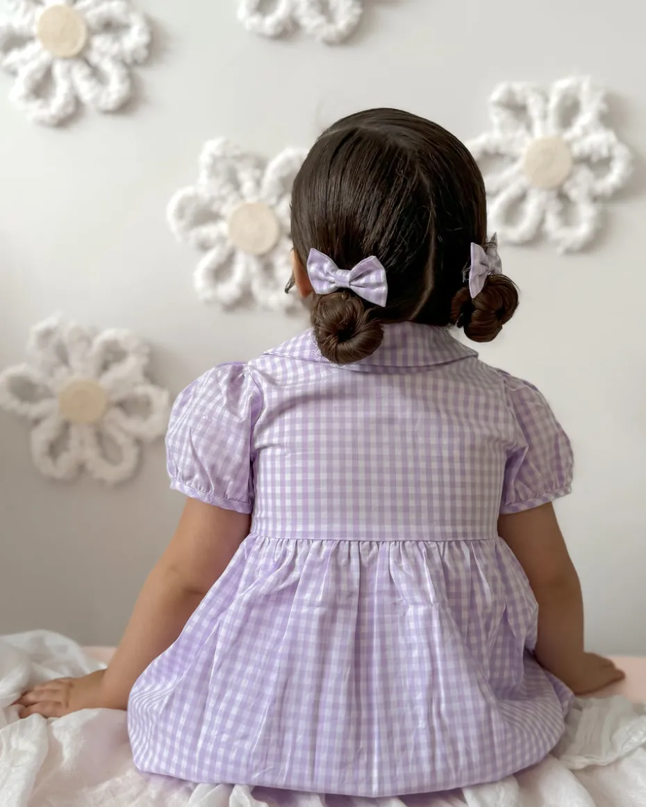 Evie Lou Purple Gingham Girls Dress