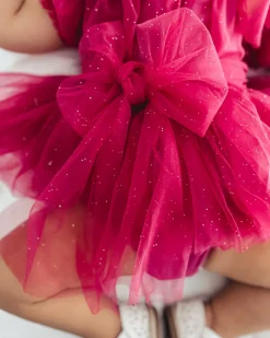 Flower Fairy Romper Ruby Red Sparkle Baby Girl Romper