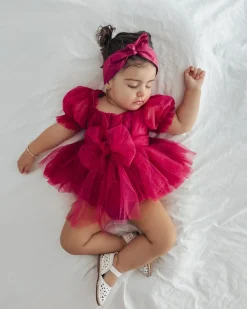 Flower Fairy Romper Ruby Red Sparkle Baby Girl Romper