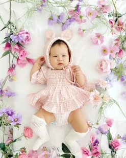 Frankie June Baby Girl Pink Gingham Romper