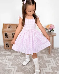 Frankie June Pink Gingham Girls Dress