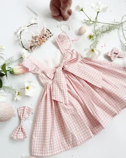 Frankie June Pink Gingham Girls Dress