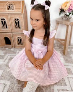 Frankie June Pink Gingham Girls Dress