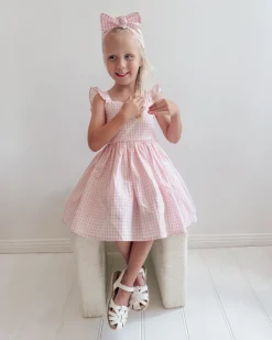 Frankie June Pink Gingham Girls Dress