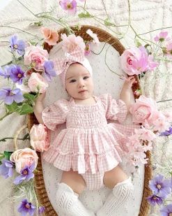 Frankie Pink Gingham Baby Girl Hair Accessories