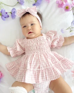 Frankie Pink Gingham Baby Girl Hair Accessories