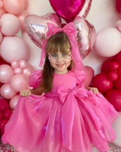 Fuchsia Pink Organza Girls Hair Bow