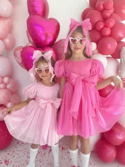 Fuchsia Pink Organza Girls Hair Bow