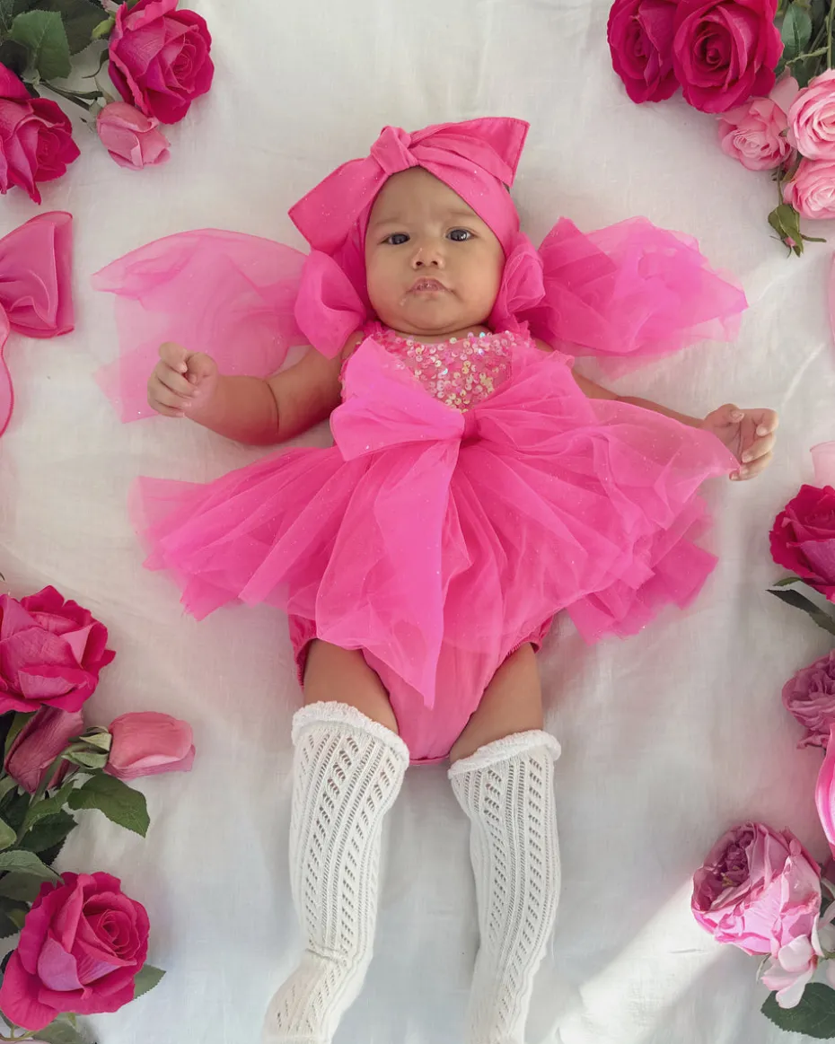 Fuchsia Pink Sparkle Baby Girl Hair Accessories