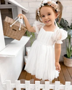 Gardenia White Flower Girl Dress