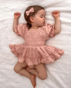 Georgette Dusty Rose Baby Girl Romper