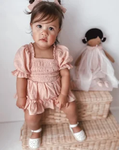 Georgette Dusty Rose Baby Girl Romper